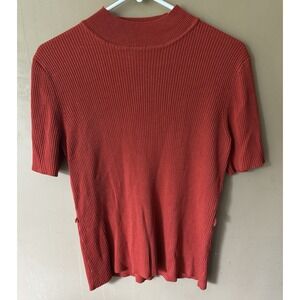 Requirements Womens Blouse Top Size Medium Knit Orange Sweater